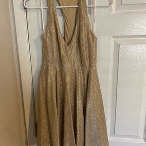 Lulus gold sequence skater dress size small - Worn once